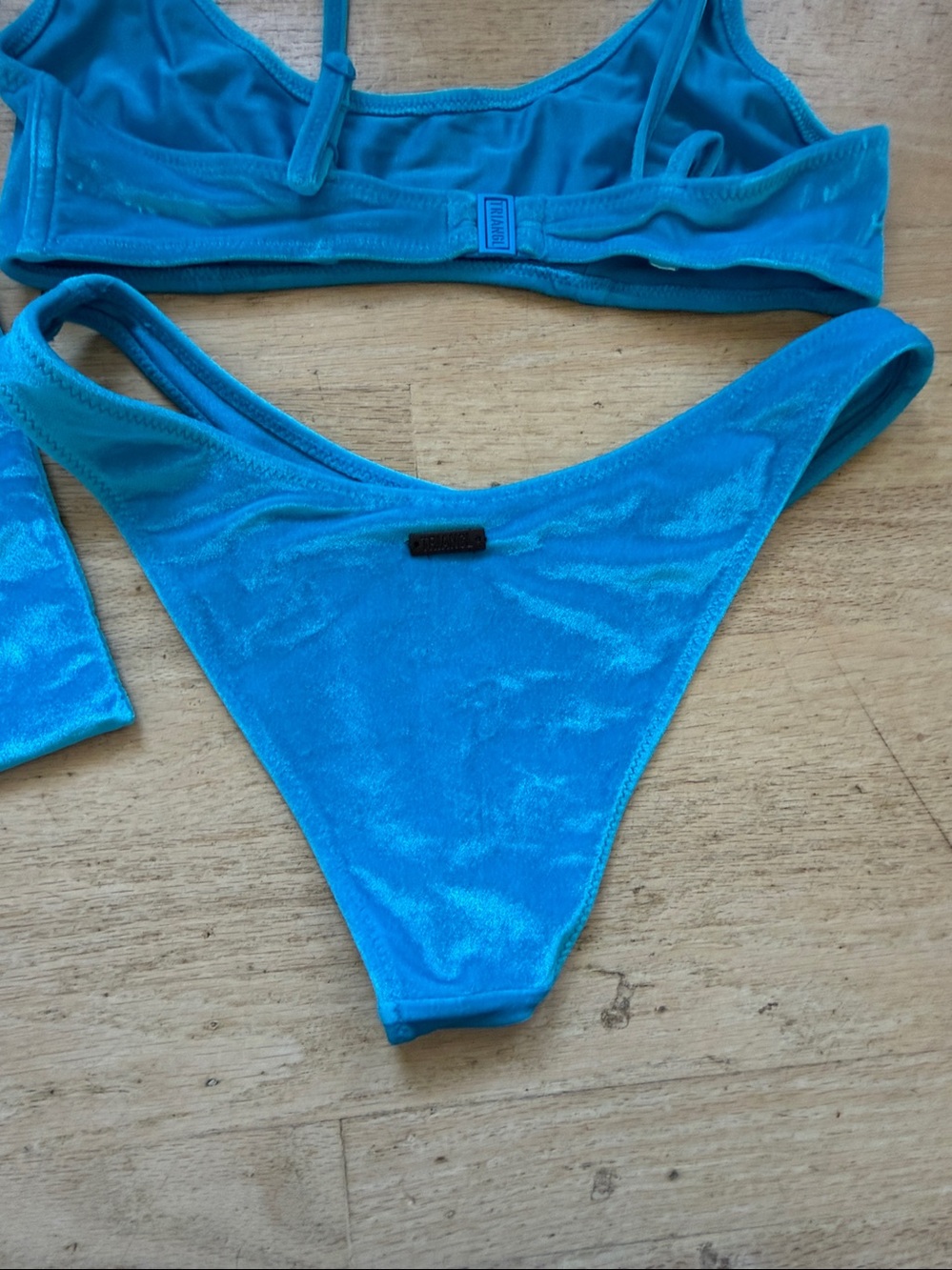 Triangl Turquoise Blue Velvet Bikini size small - Picture 4 of 7